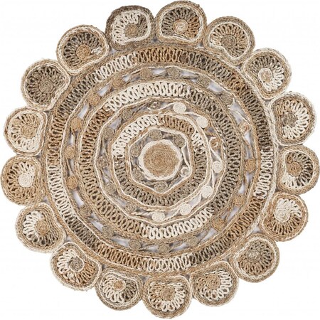 Palacedesigns Daisy Geometric Multicolored Boutique Jute Area Rug Bleach & Natural PA2473033